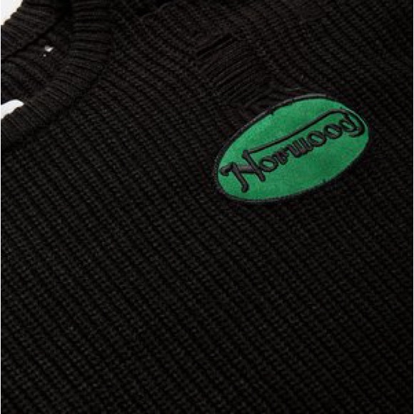Norwood Chapters Distressed Logo Knit Sweater - Black - Size M - Picture 3 of 7